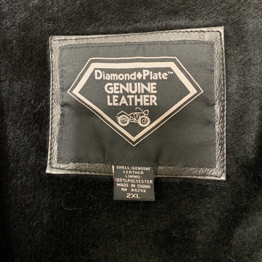 Diamond Plate USA bomber leather coat size 2XL - Picture 6 of 7